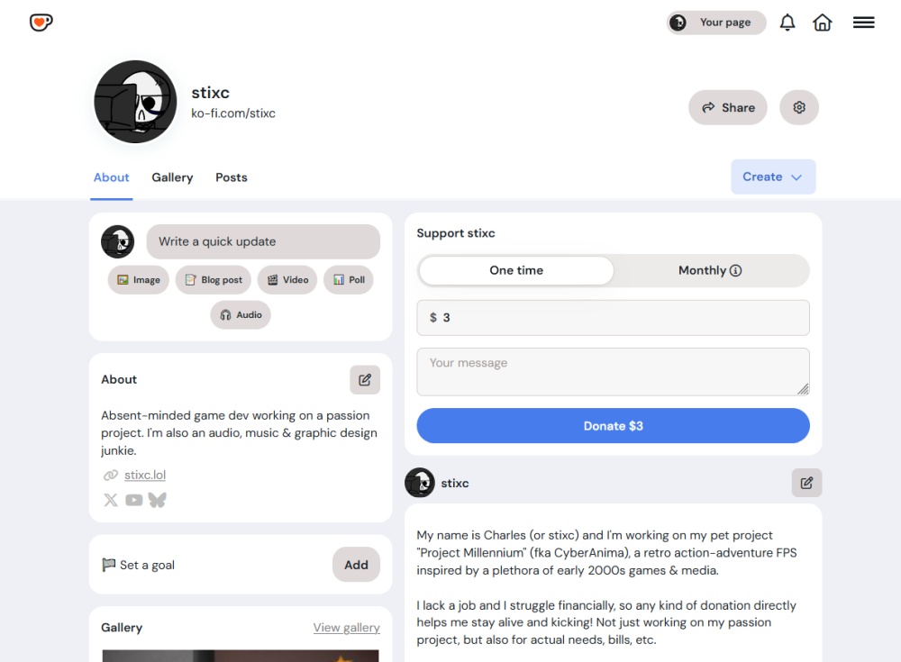 stixc's Ko-Fi page